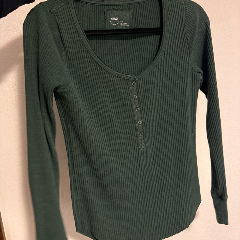 Women's Green Ribbed Top